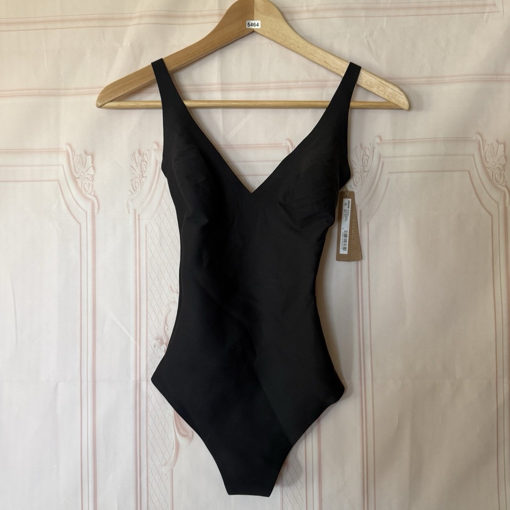 NWT SKIMS CS Body Plunge Thong Bodysuit Onyx Black Size Small
